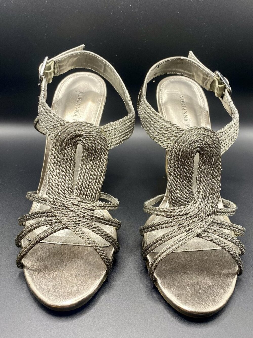 Adrianna Papell Boutique Metallic Silver Wedge Sandal Size 8.5 M